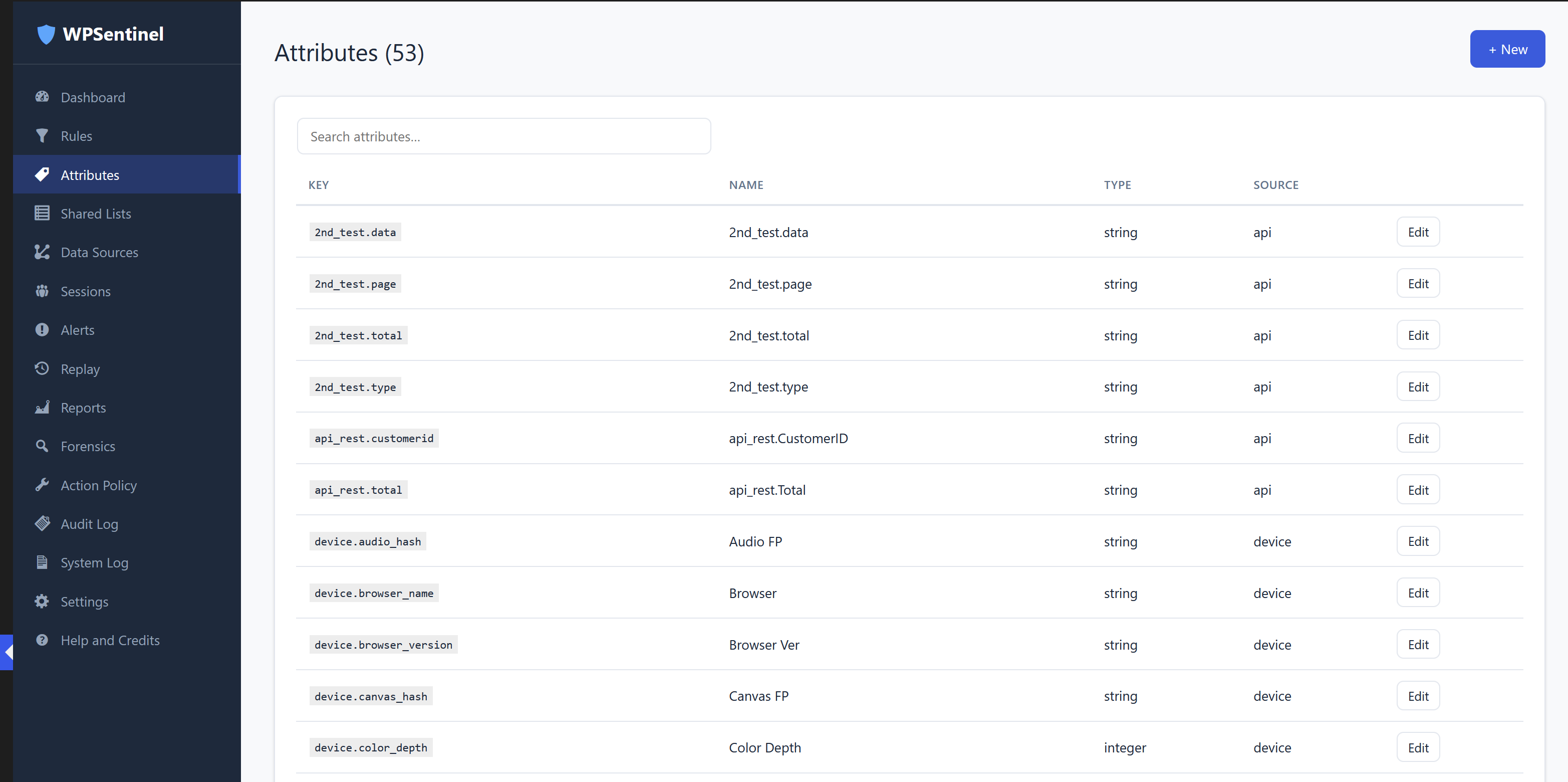 WPSentinel attribute evaluation screenshot