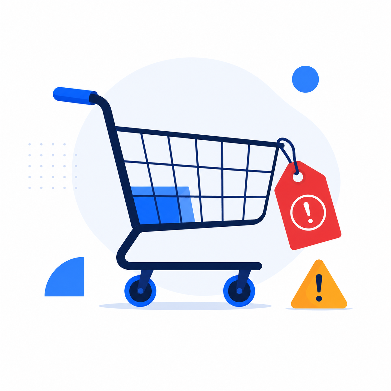 Shopping cart with a chargeback warning tag